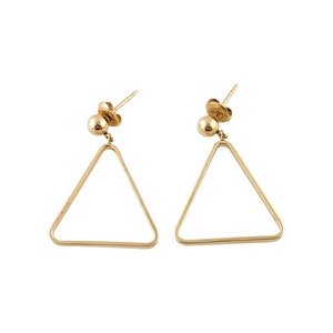 Vintage 14K Yellow Gold Triangle Dangle Earrings #13203