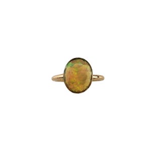 18 Karat Gelbgold Opal Ring Größe 6,25 Zertifiziert #18519