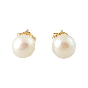 Brincos vintage de pérola em ouro amarelo 14K #13583
