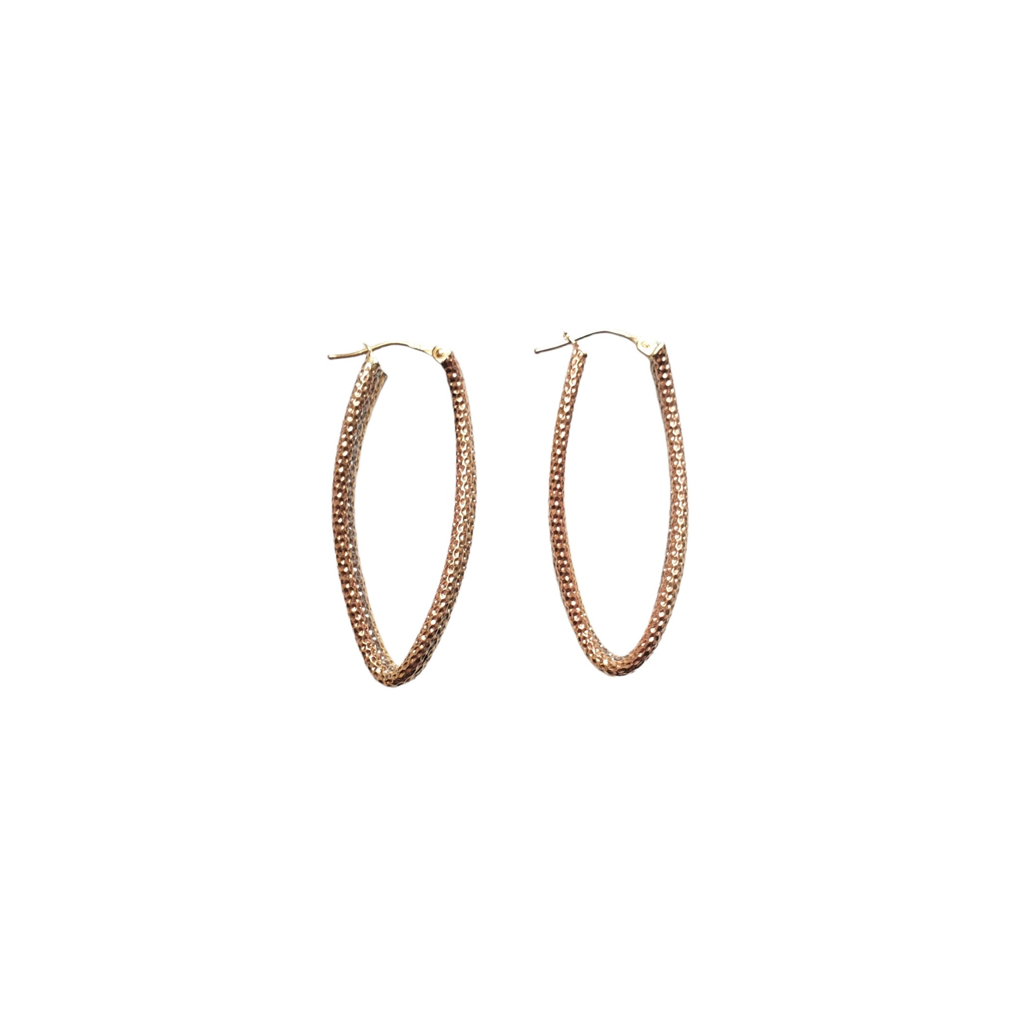 Vintage 14K Tri Gold 3 Tone Twist Hoop Earrings #12073