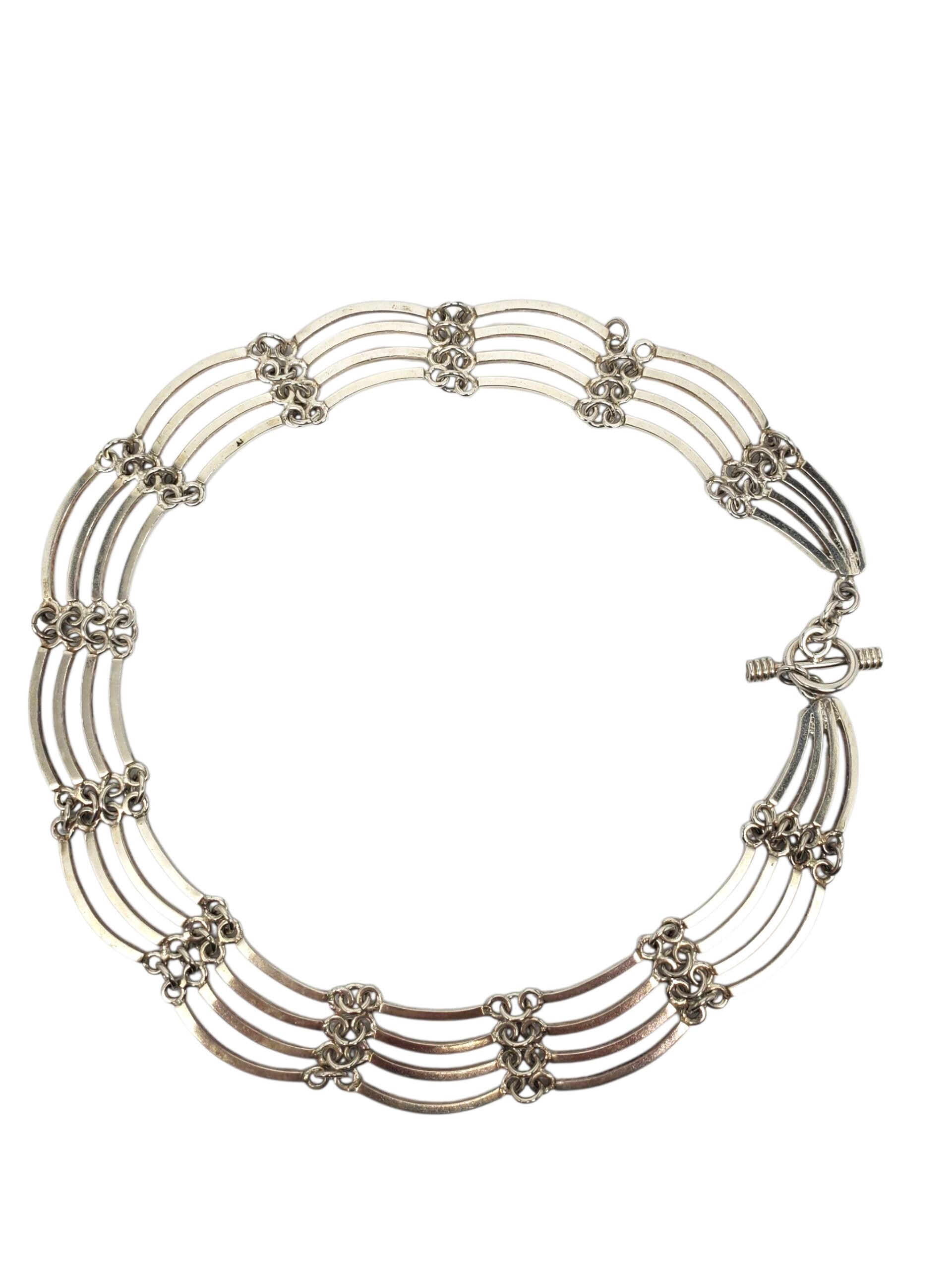 Mexico 925 Sterling Silver Collar Link Necklace 16