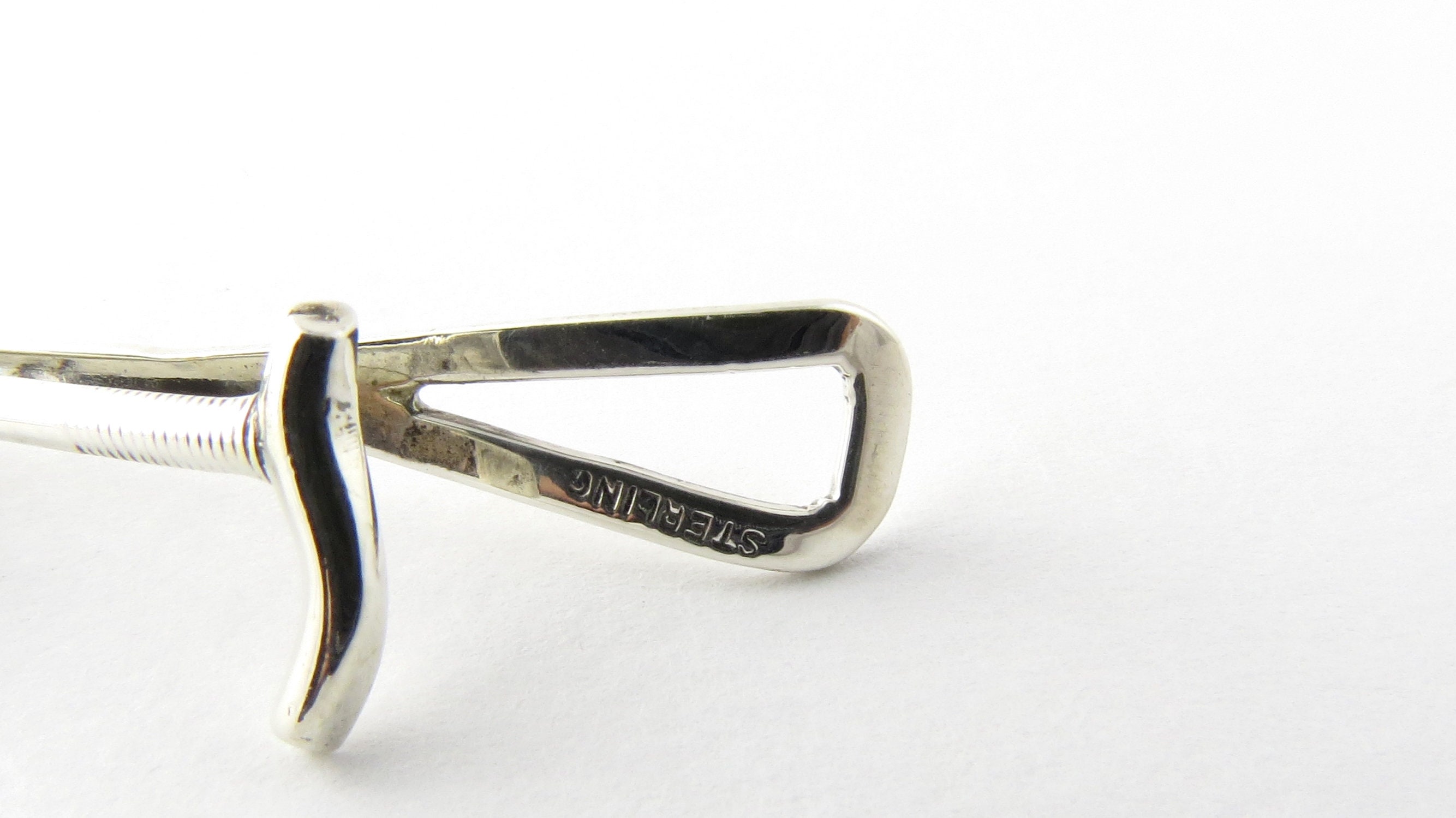 Vintage Sterling Silver Reverse Intaglio German Shepard Tie  display picture 1