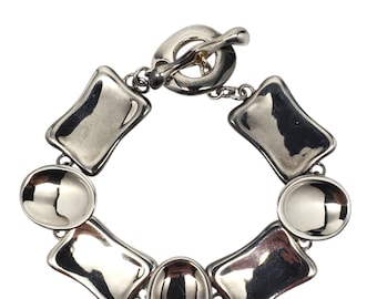 ROBERT LEE MORRIS 925 Sterling Silver Vintage Modernist Disc Link