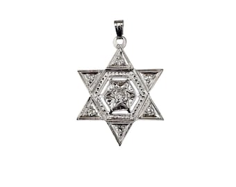 14k White Gold Diamond Star of David Pendant #25315