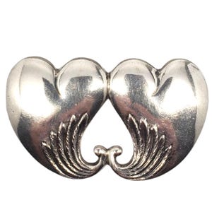 B. Sterling Silver Hand Made Double Heart Wing Brooch #21476