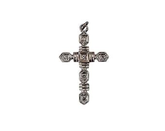 14k White Gold Diamond Cross Pendant #24925