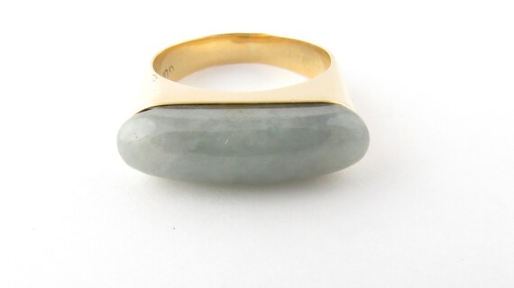Vintage 14 Karat Yellow Gold Gump's Jade Saddle Ri