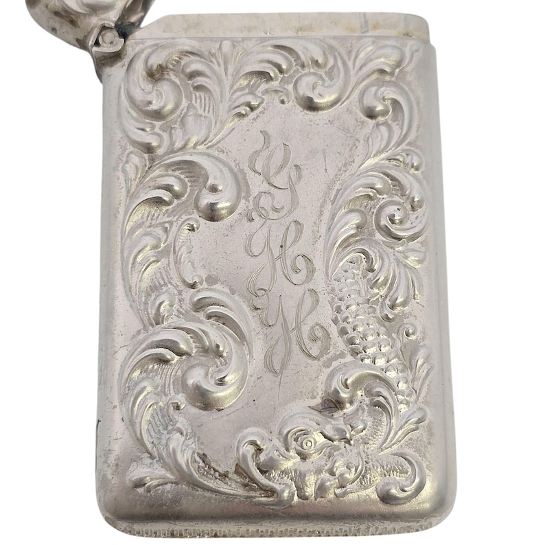 Antique Gilbert Sterling Silver Match Safe Vesta Case With Monogram ...