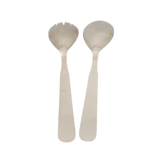 Hans Hansen Denmark Sterling Silver Salad Fork & Spoon Serving Set