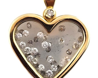 14k Yellow Gold Floating Diamond Heart Pendant #18323