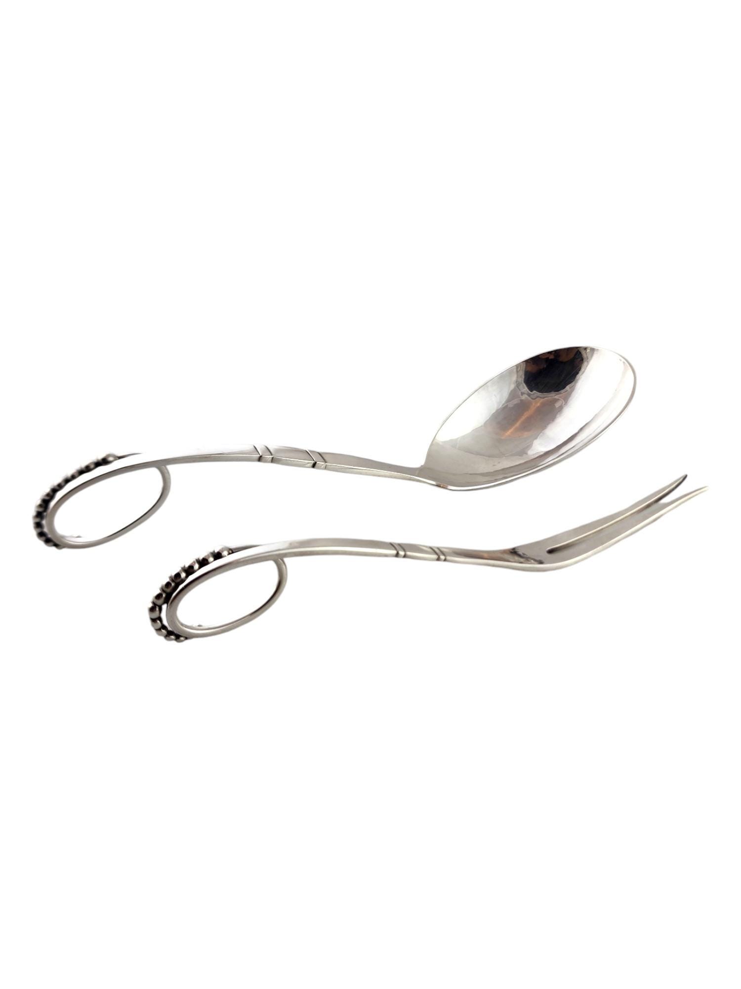 ジョージ ジェンセン スターリング シルバー レードルと 2 本のミート