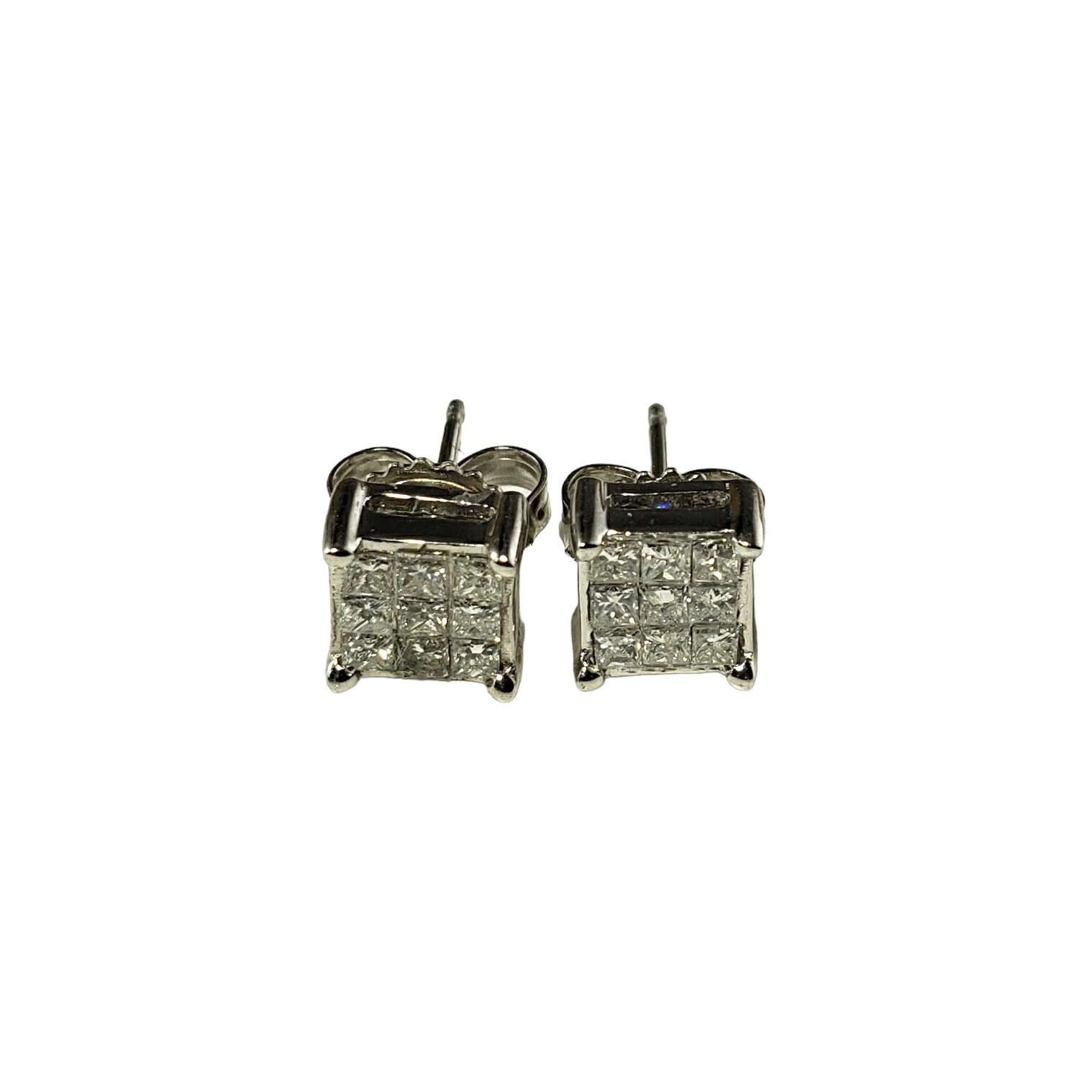 Vintage Platinum 14 Karat White Gold and Diamond Stud