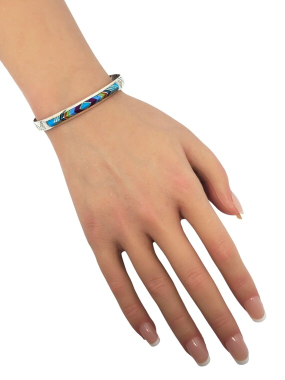 W.M. Sterling Silver Native American Multi-stone Inlay Cuff