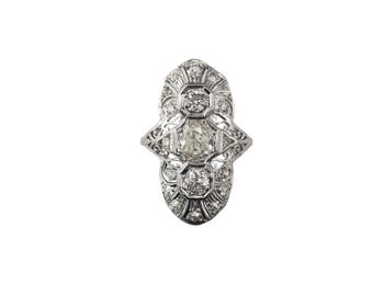 Platinum Filigree and Diamond Ring Size 8.5 Jagi Certified #22646