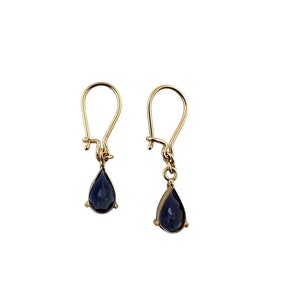 10k Yellow Gold Purple Tanzanite Drop Earrings #15685