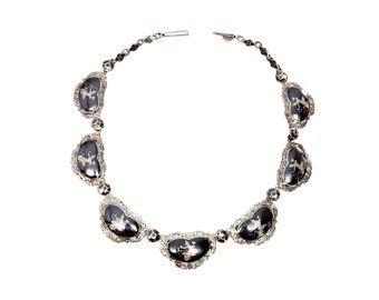 Vintage Siam Sterling Silver Niello Necklace, 15&quot; #9476