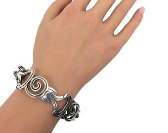 Mexico Taxco Sterling Silver Scroll & Swirl Bracelet #21495 - Etsy