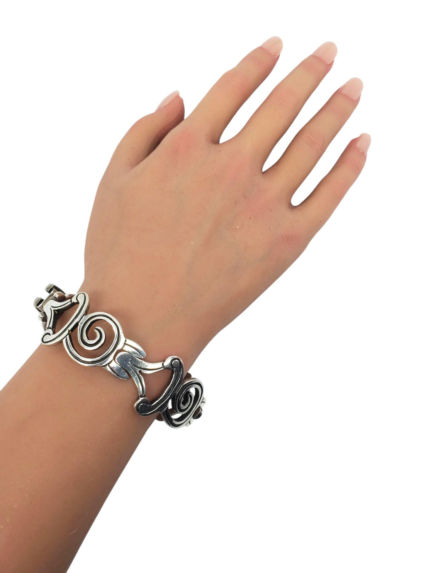 Mexico Taxco Sterling Silver Scroll & Swirl Bracelet #21495 - Etsy