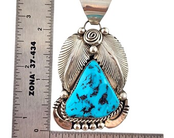 Daniel Etsitty Sterling Silver Navajo Turquoise Pendant