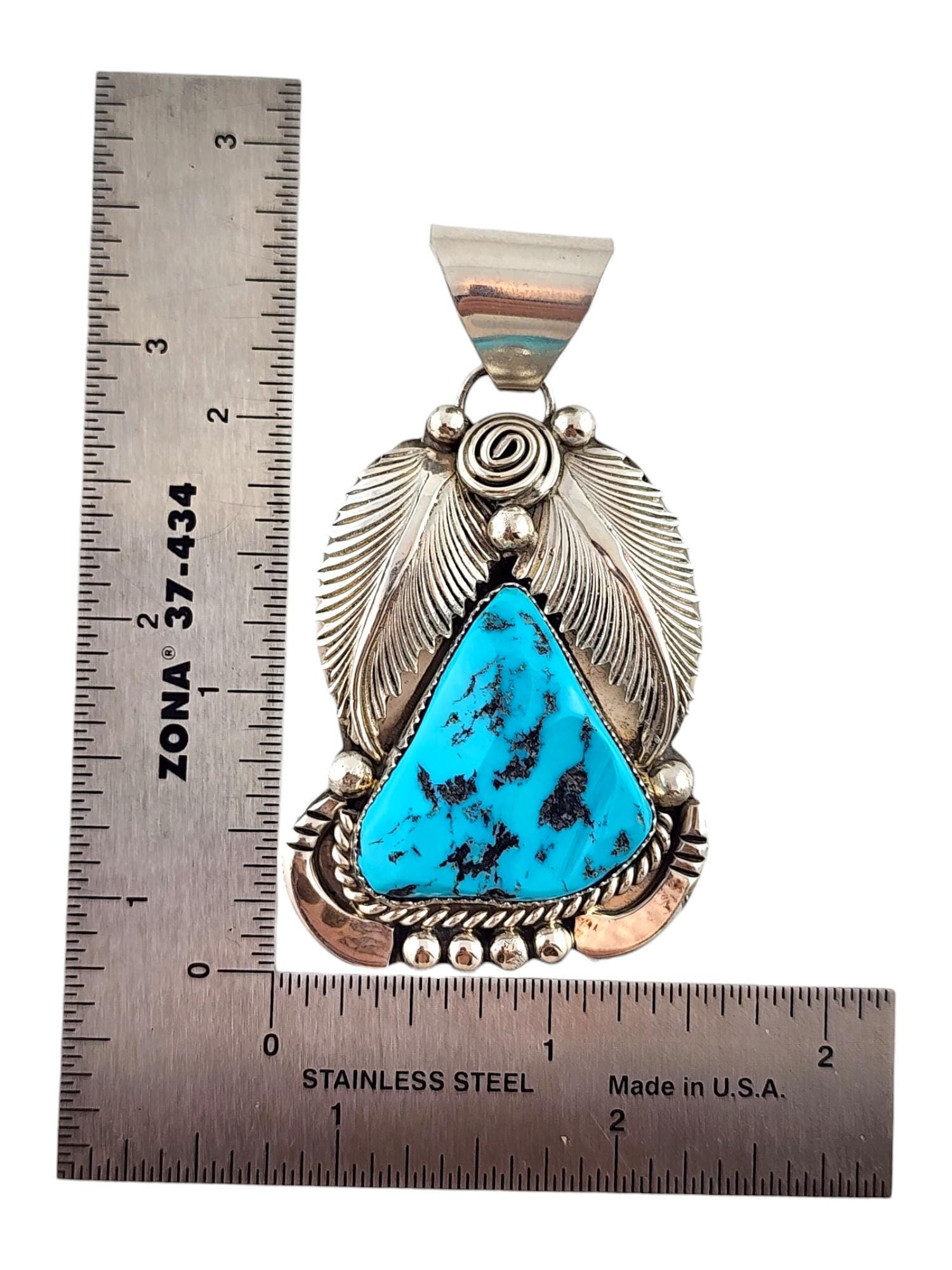 Daniel Etsitty Sterling Silver Navajo Turquoise Pendant #20088 - Etsy