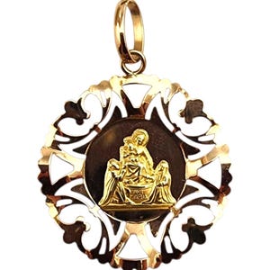18k Yellow Gold Madonna Religious Pendant #22330