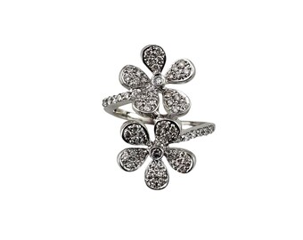 14k White Gold and Diamond Flower Ring Size 4.25 #25241