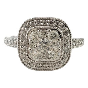 14 Karat White Gold and Diamond Cluster Ring Size 5.75 #16994