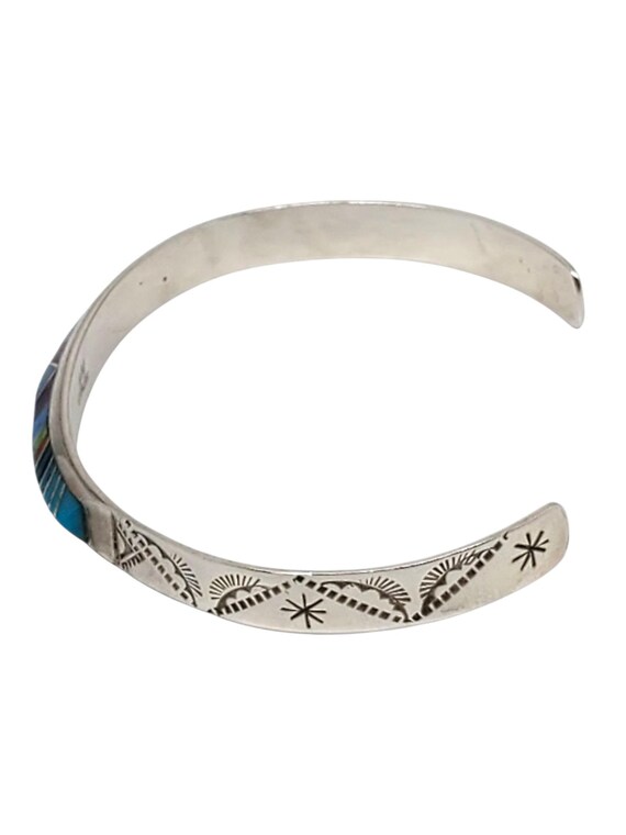 W.M. Sterling Silver Native American Multi-stone Inlay Cuff