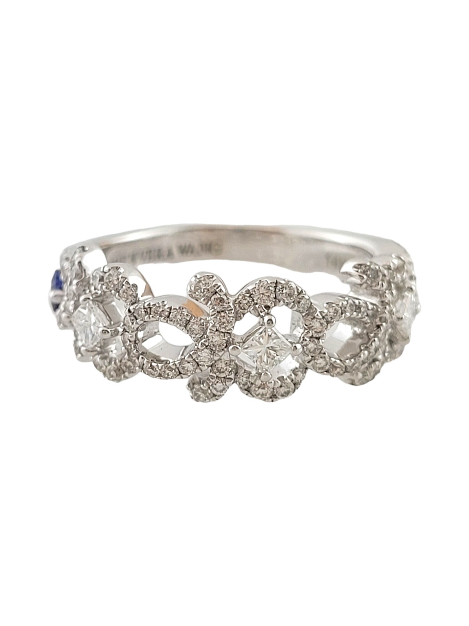Vintage 14K White Gold Vera Wang Love Collection Diamond Sapphire Band Size 5 #14766