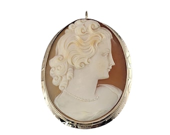 9k Yellow Gold Cameo Brooch/Pendant #26254