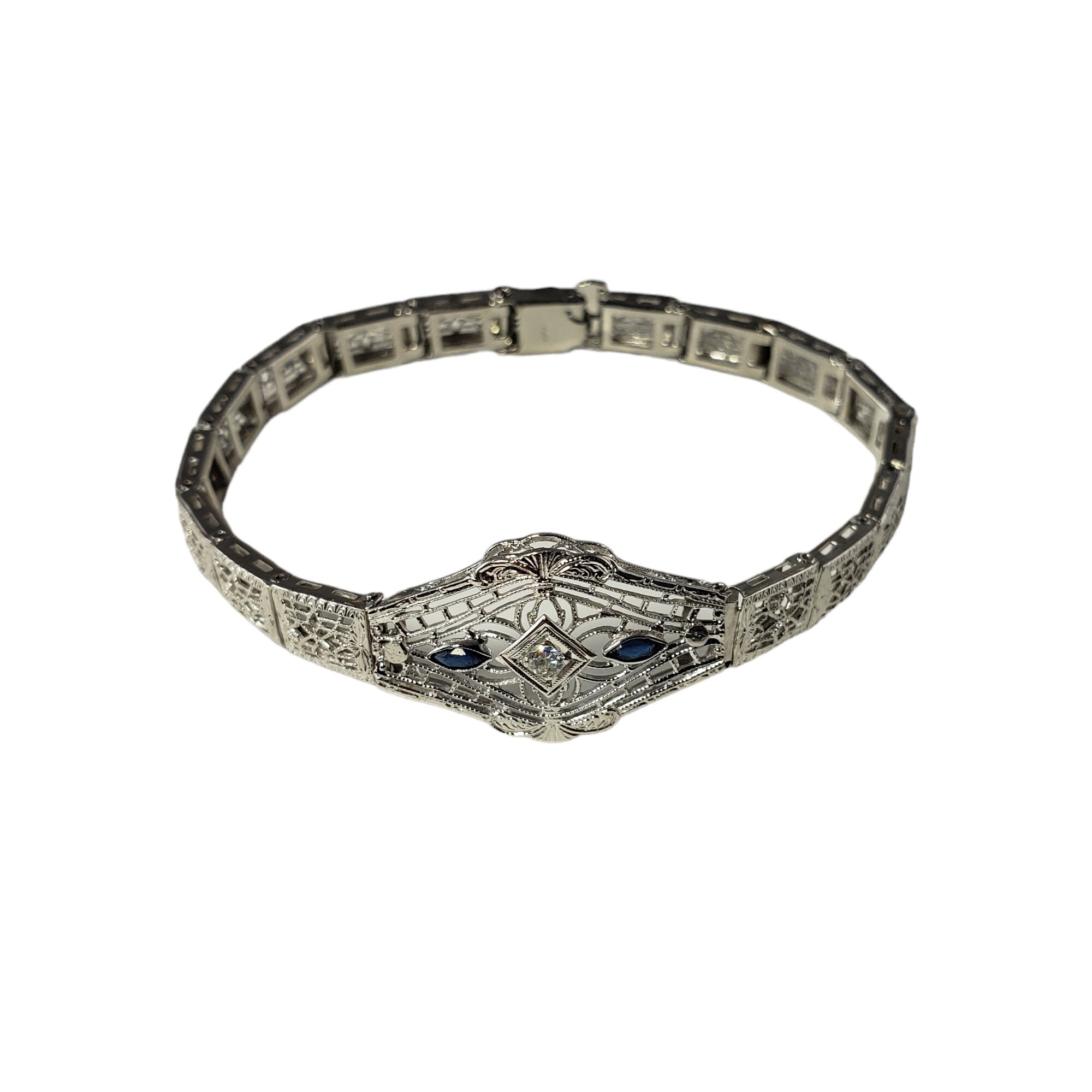 洋書 JEWELLERY Vintage 14 Karat White Gold Filigree Diamond Bracelet #14119