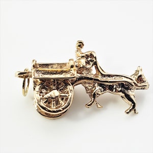 Vintage 9 Karat Rose Gold Donkey and Cart Charm #9251