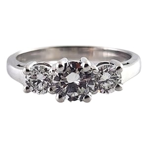 14k White Gold Round Cut Diamond Trinity Style Engagement Ring Size 6 #19025