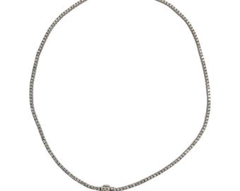 14k White Gold Diamond Tennis Necklace 16" Certified #26867