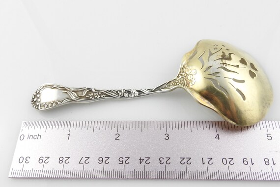 Gorham 1897 Meadow Sterling Silver Gold Washed Bon Bon Nut Spoon