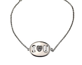 Gabriel & Co. Sterling Silver and Diamond "I Love U" Bracelet #25306