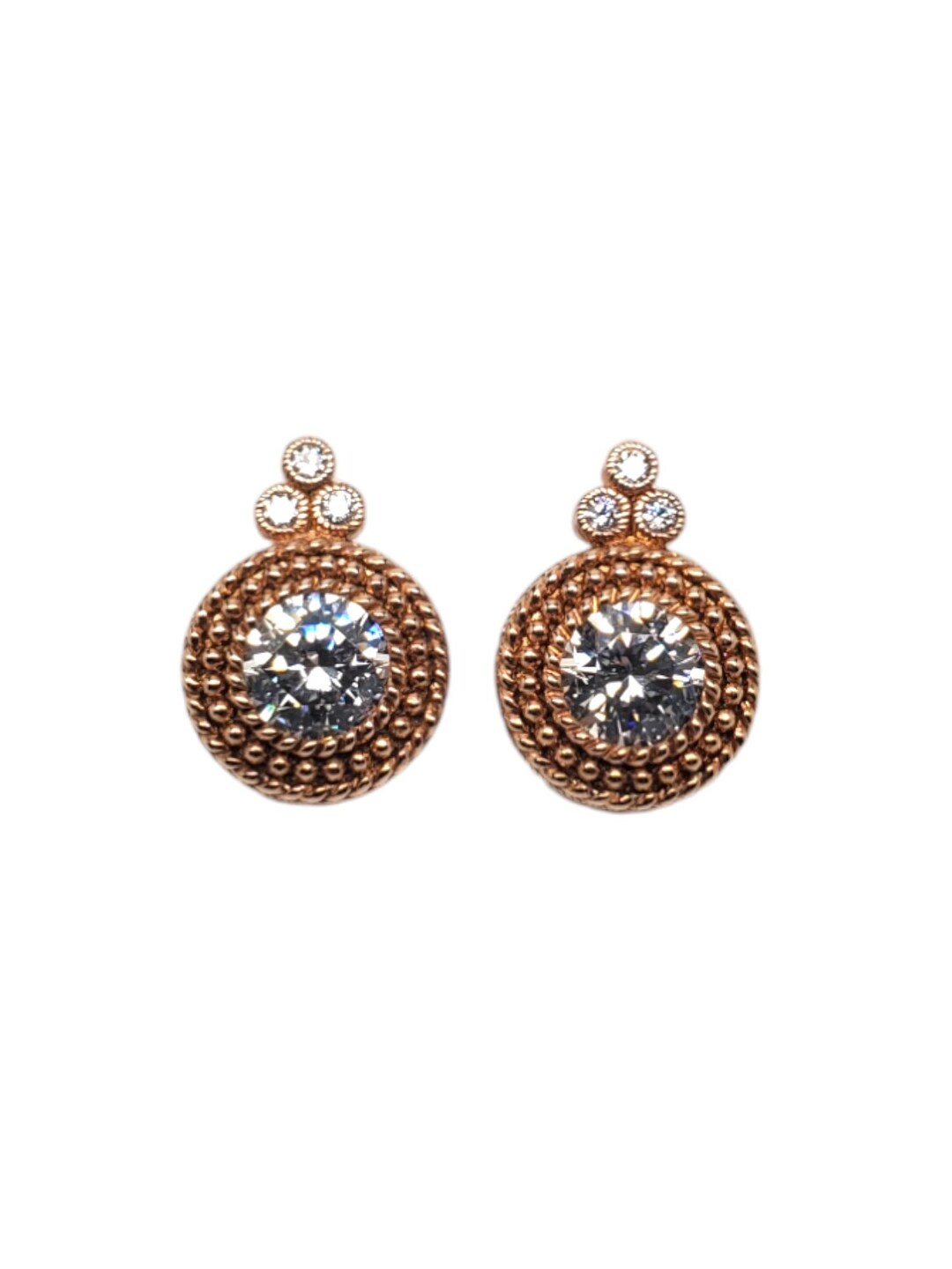 Judith Ripka Sterling Silver Rose Tone Cz Clip on Earrings #18960 - Etsy