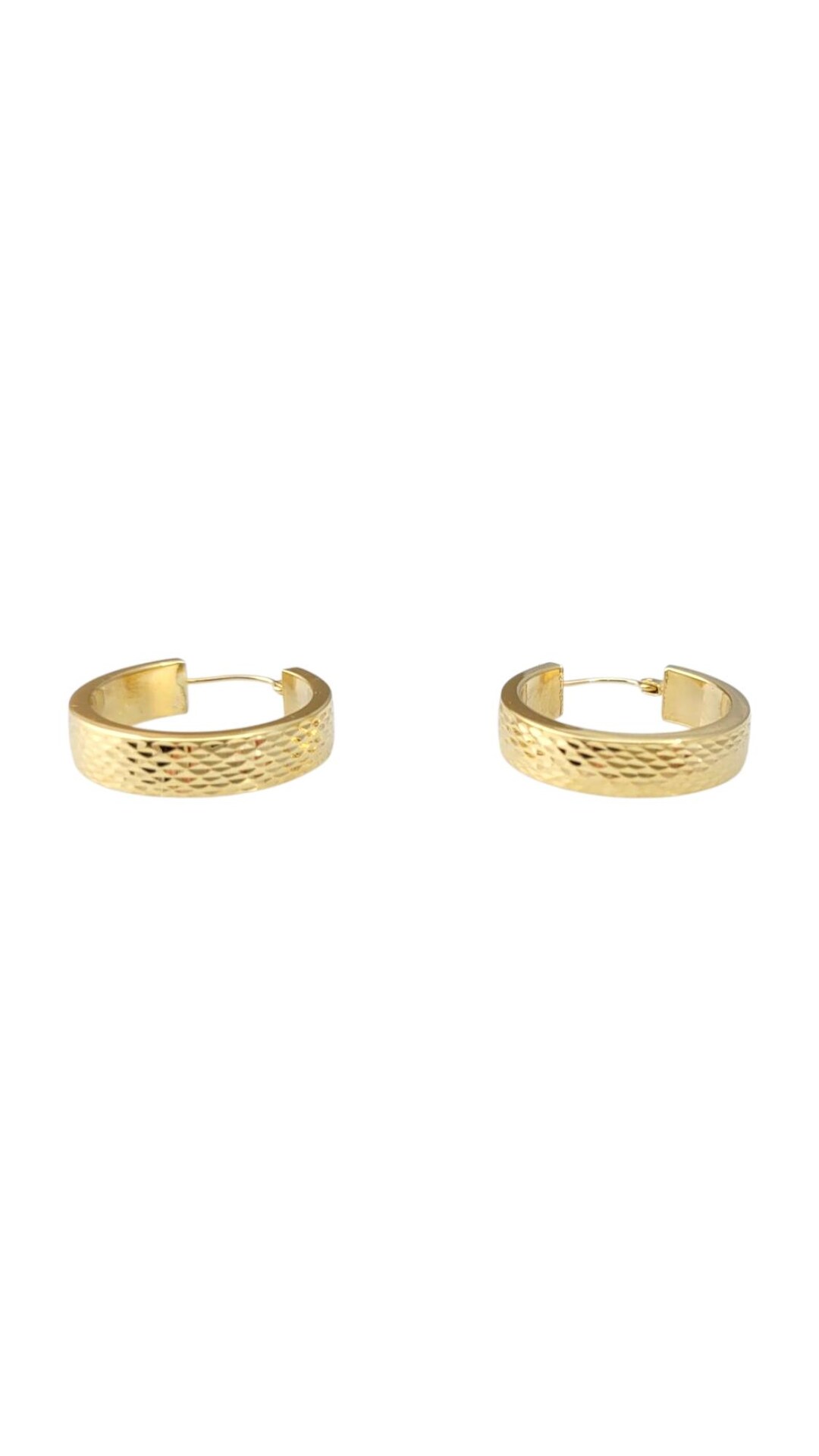 18k Yellow Gold Textured Hoop Earrings #21737 - Etsy