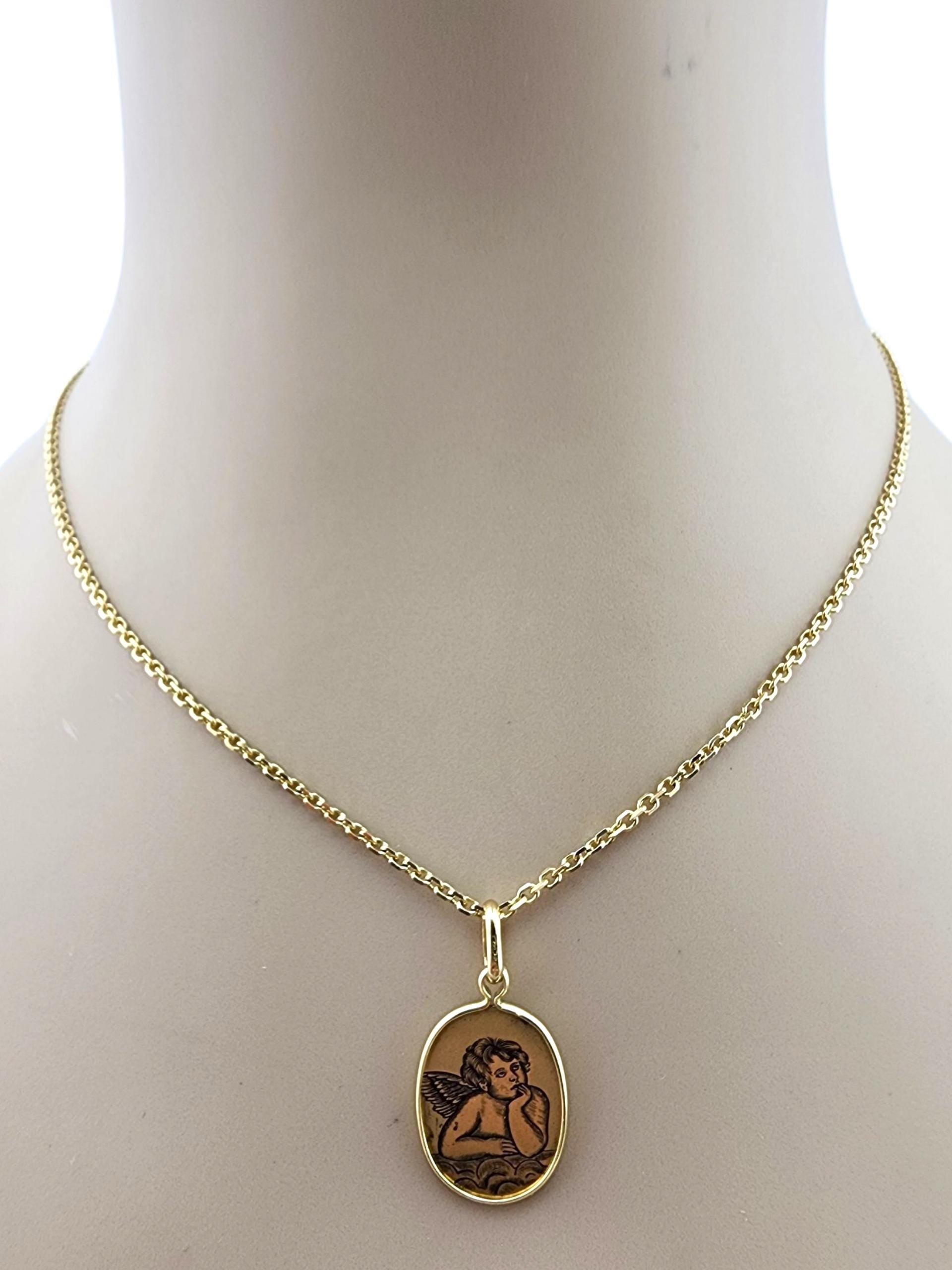18 Karat Yellow Gold Guardian Angel Oval Pendant #23292 - Etsy
