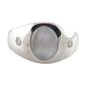 12 - 13k White Gold Natural Star Sapphire Diamond Ring Size 9.5 #22596