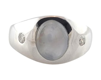 12 - 13k White Gold Natural Star Sapphire Diamond Ring Size 9.5 #22596