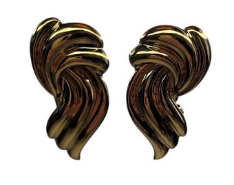 18k Yellow Gold Knotted Ribbon Earrings #26838