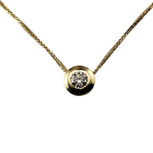 14k Yellow Gold Diamond Solitaire Pendant Necklace #16042