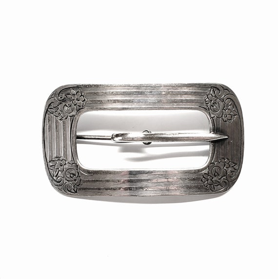 Antique Sterling Silver Belt Buckle Pin 