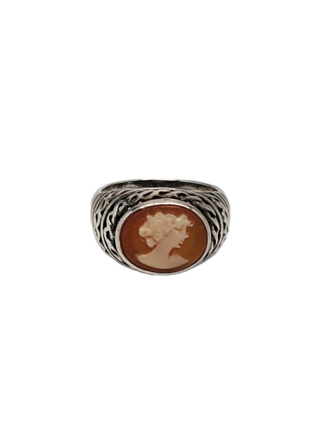CNA Sterling Silver Cameo Ring Size 7 #17547 - Etsy
