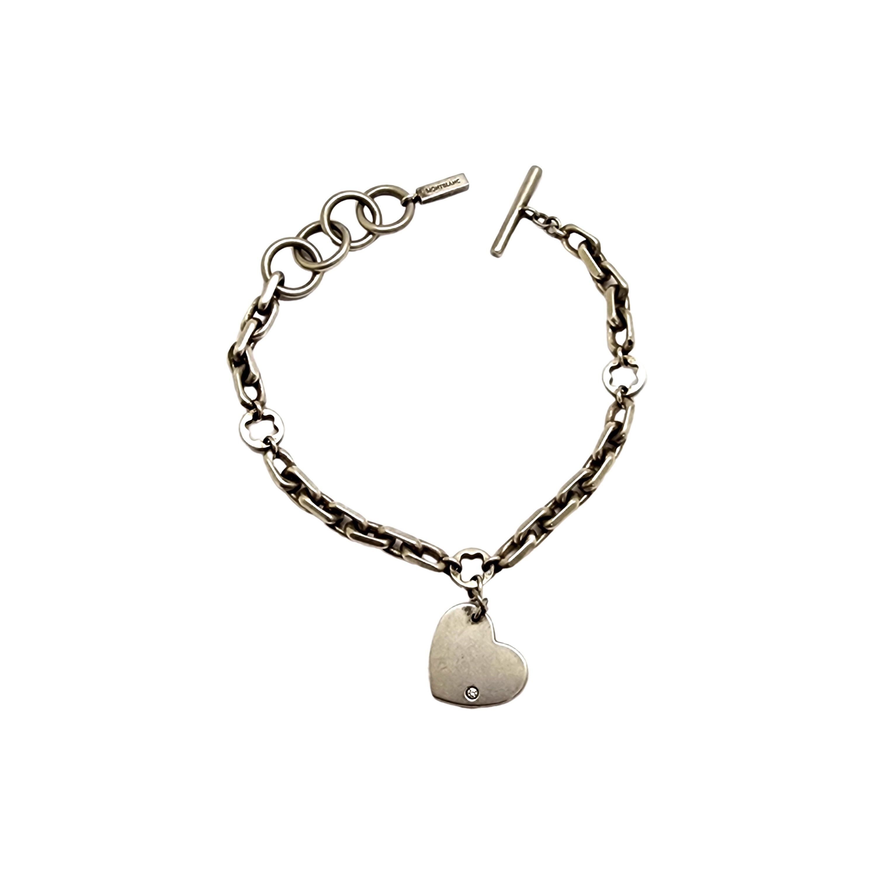 Montblanc Silver Diamond Heart Dangle Bracelet 12531 -