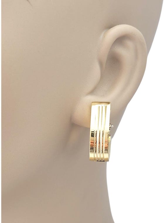 18k Yellow Gold Wide Oval Half Hoop Earrings #21747 - Etsy