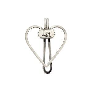 James E Blake Sterling Silver Heart Napkin Clip with Monogram #13725