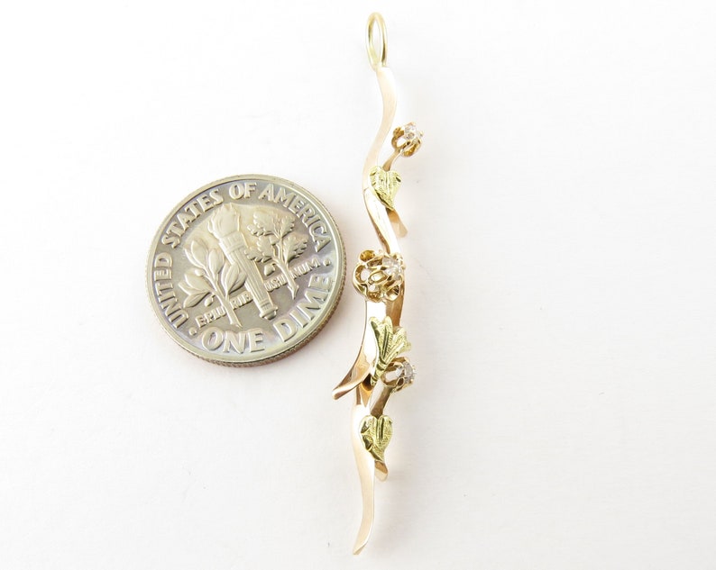 Vintage 10 Karat YellowRose Gold and Diamond Pendant #3750