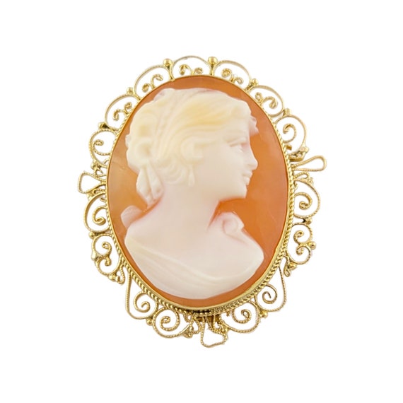 Broche Ancienne En Or 18 Carats Avec Camée Portrait De Profil - Poids 10 Grammes